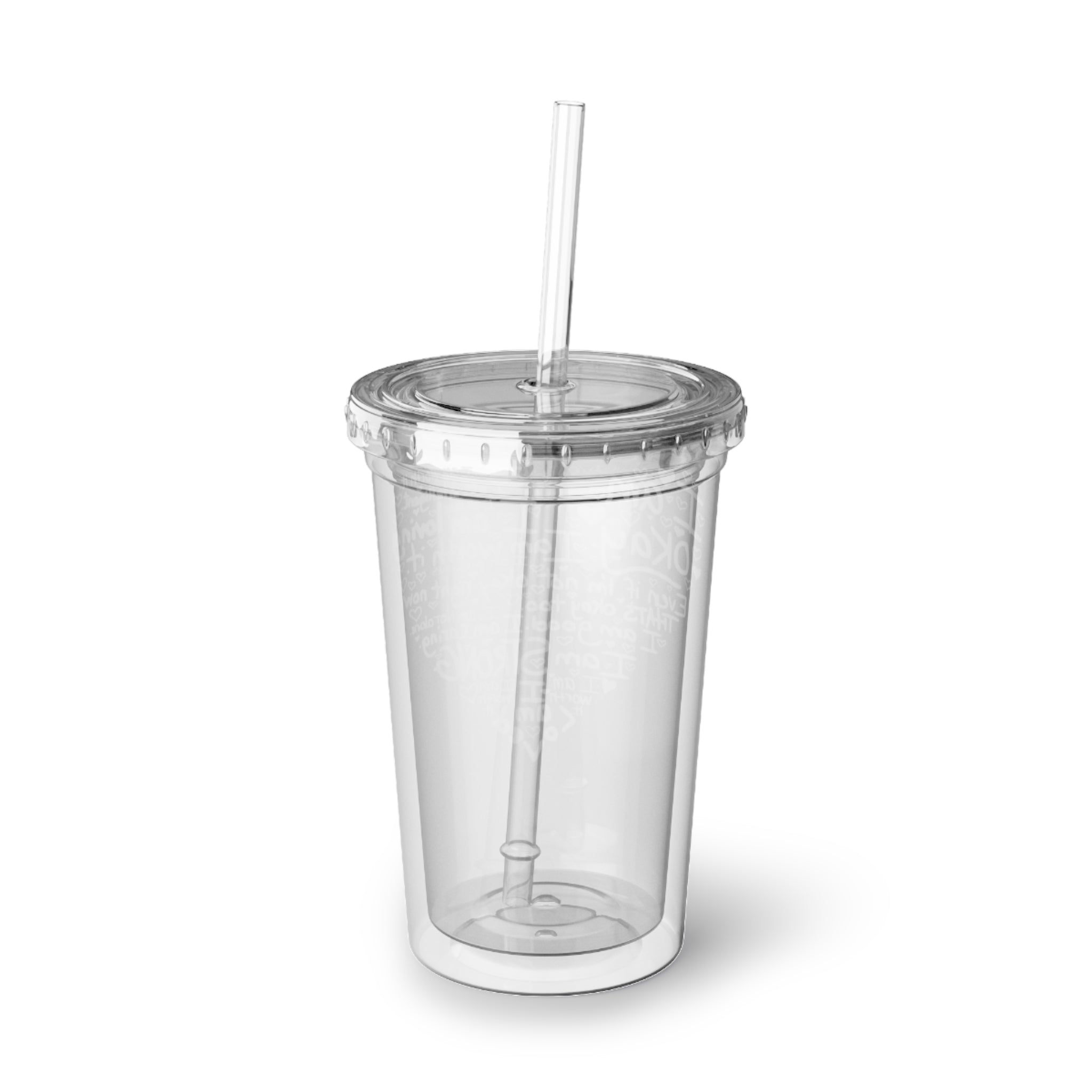 Affirmation Heart Acrylic Cup – Inspirational Reusable Tumbler with Positive Self-Love Quotes