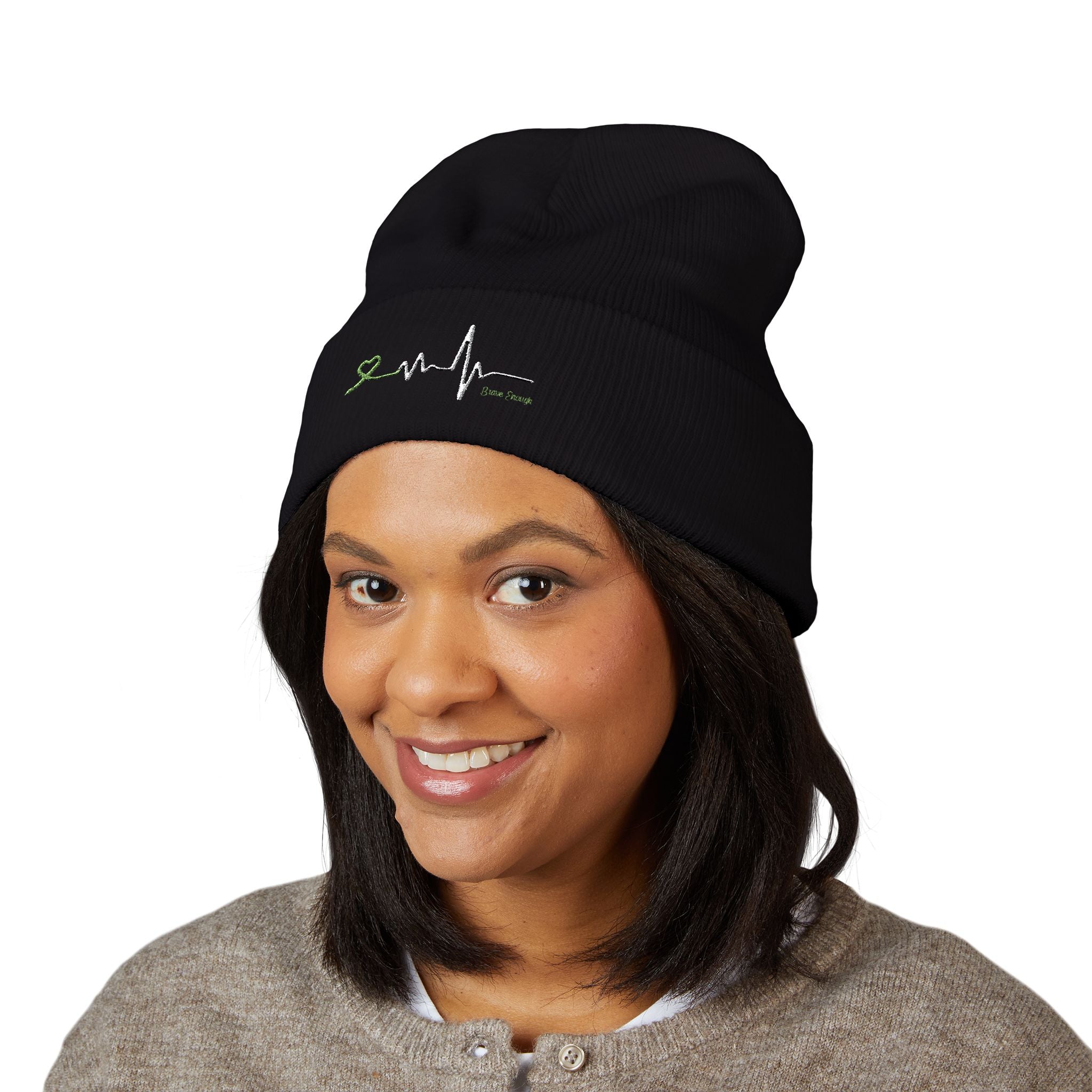 “Brave Enough” Cuffed Beanie (Embroidery)