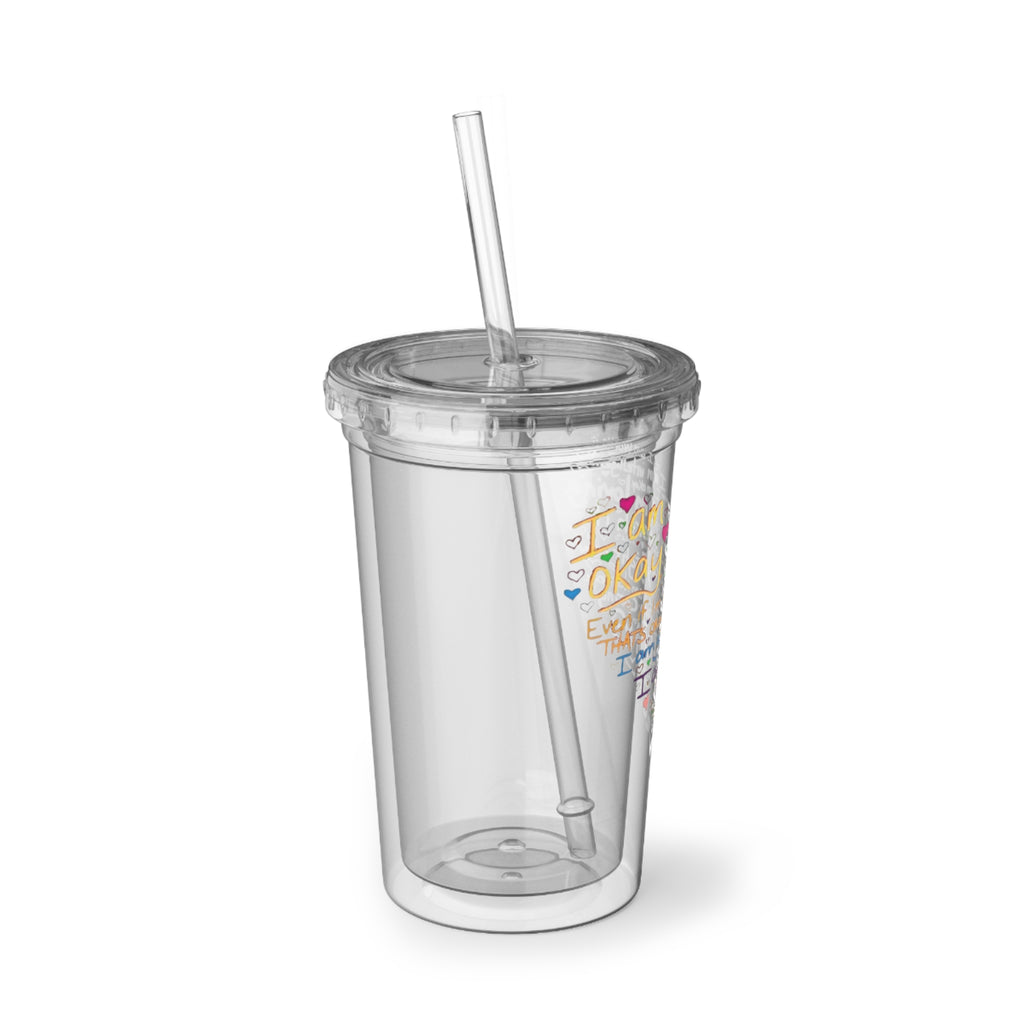 Affirmation Heart Acrylic Cup – Inspirational Reusable Tumbler with Positive Self-Love Quotes