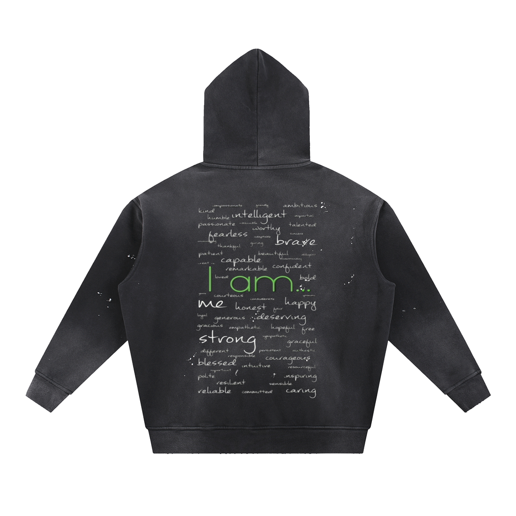 Vintage Washed Frayed Fleece Hoodie