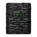 Sherpa Fleece Blanket — “I Am” Affirmation Design (Inspirational Words, Self-Love Gift)